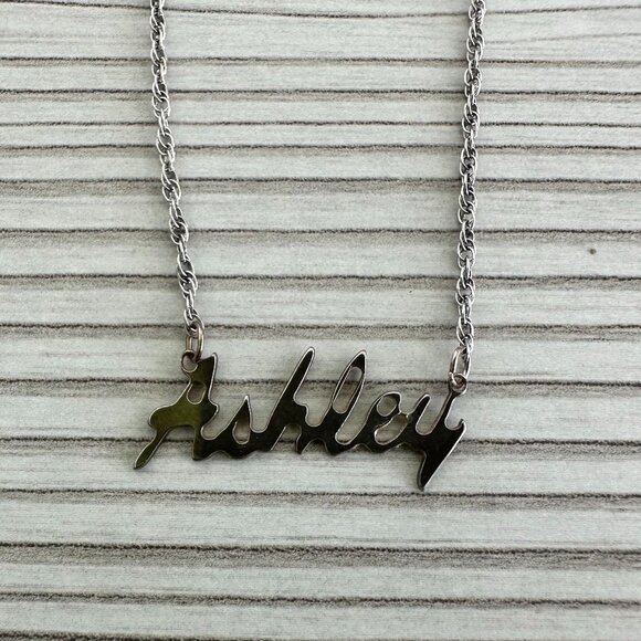 Sterling Silver "Ashley" Nameplate Necklace - Picture 1 of 6